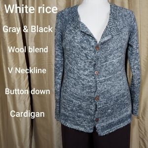 White rice wool blend cardigan size XL